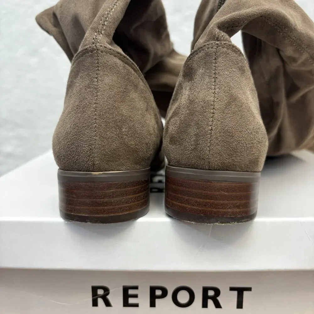 Report Over The Knee Boots Taupe Brown Faux Suede Sanjay Riding Boots Size 6.5M